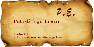 Petrányi Ervin névjegykártya